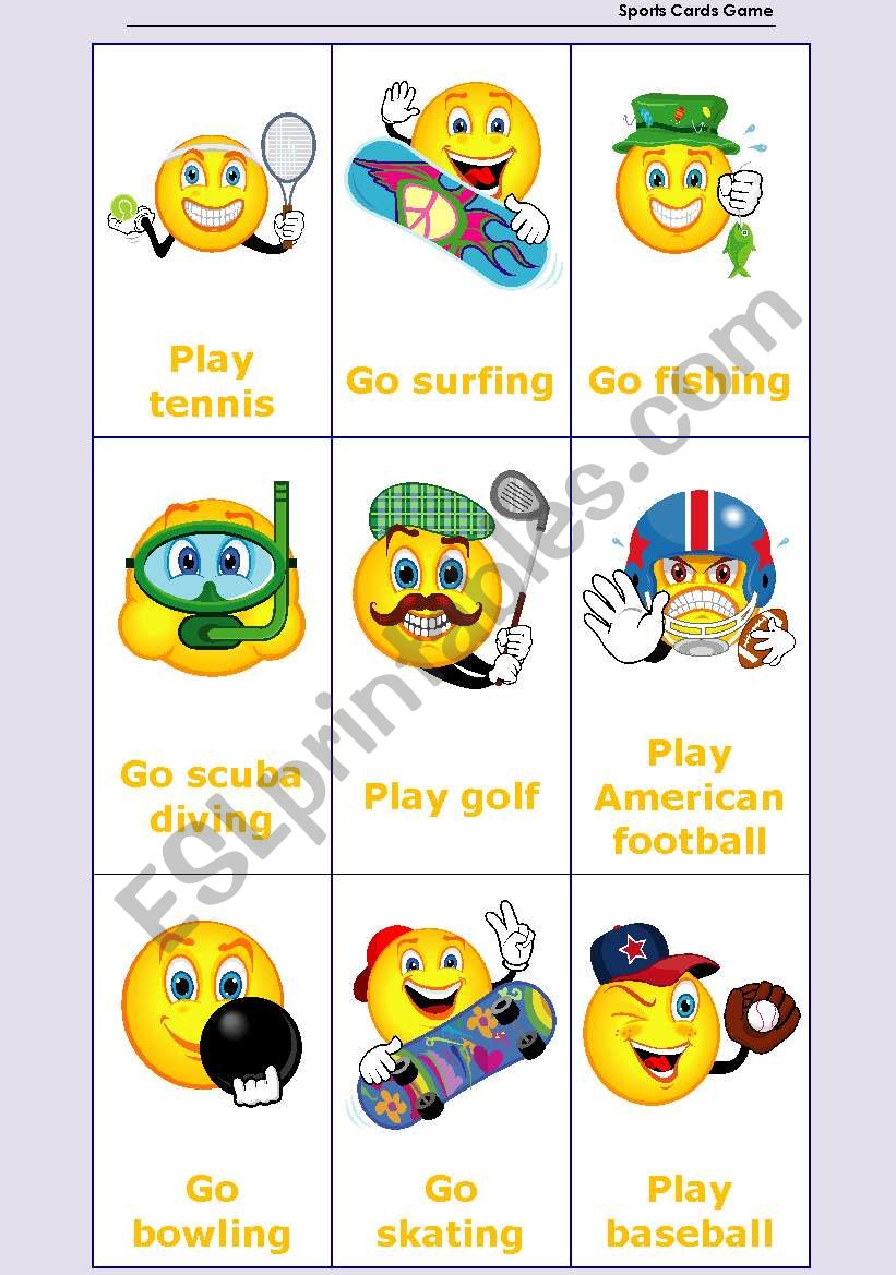 Sports Cards Game  worksheet