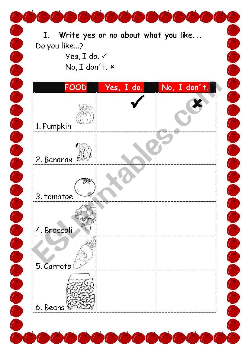 do you like..? worksheet