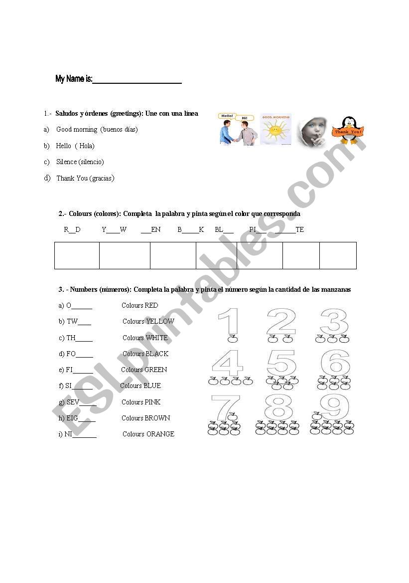 English Worksheets I Like Colours