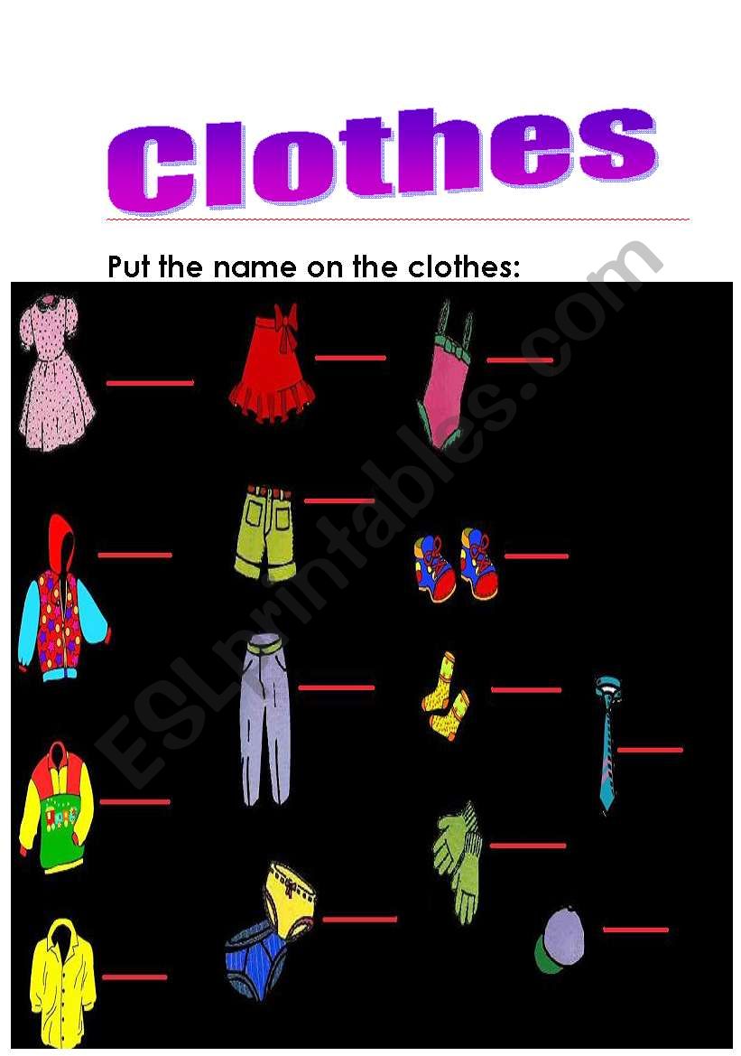 CLOTHES worksheet