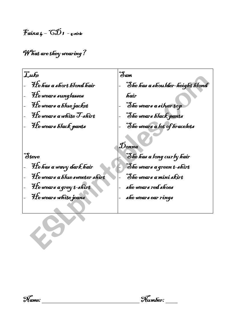 Clothes worksheet
