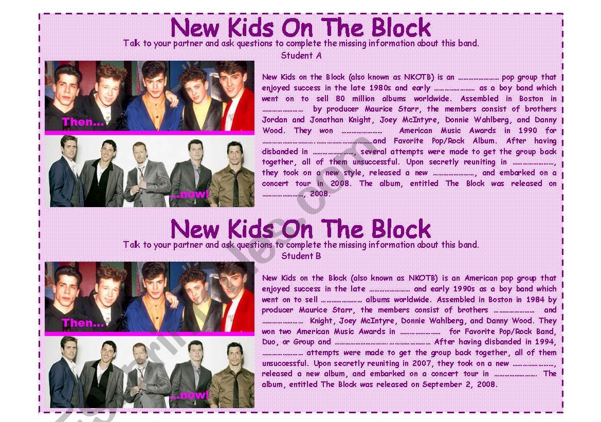 New Kids On The Block - Complete the paragraph