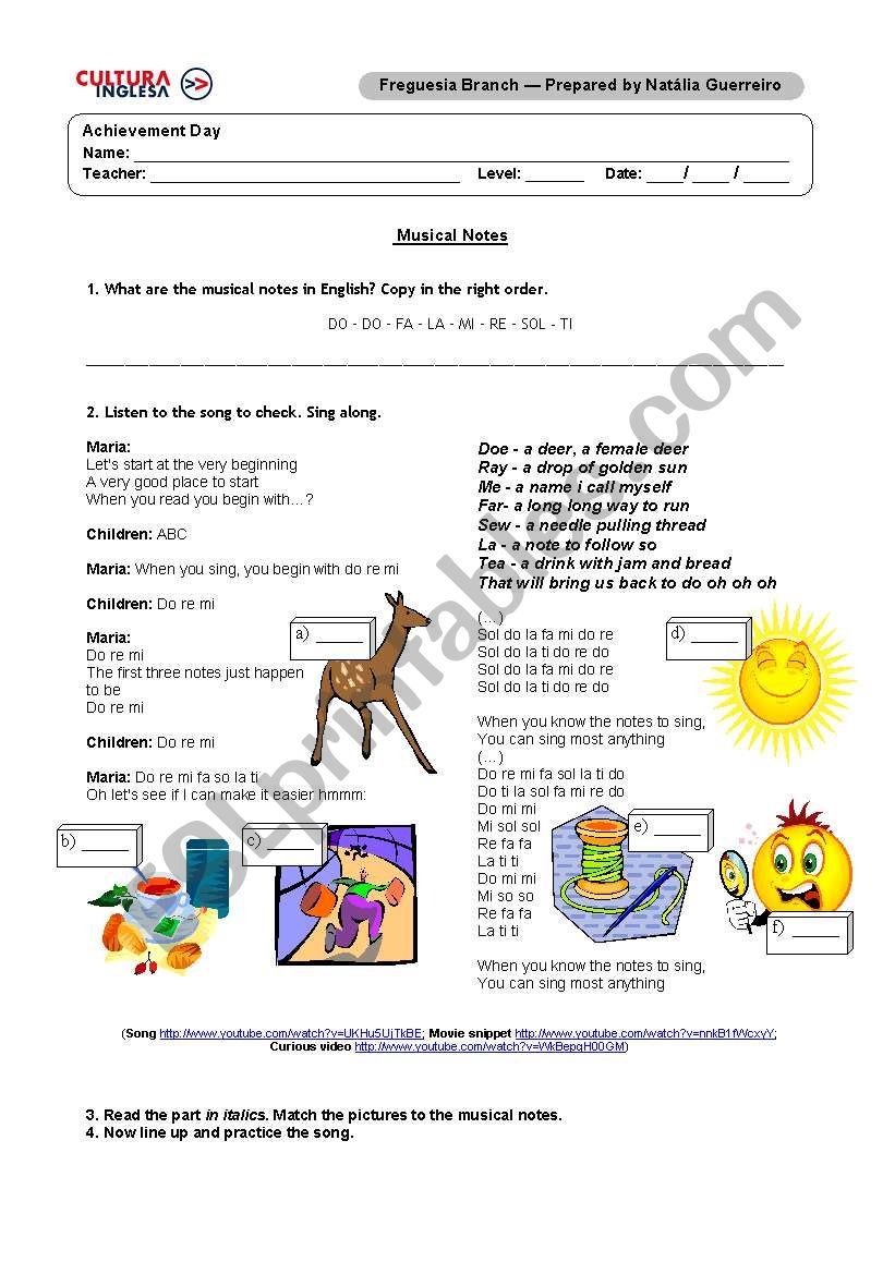 Do Re Mi - Sound of Music worksheet