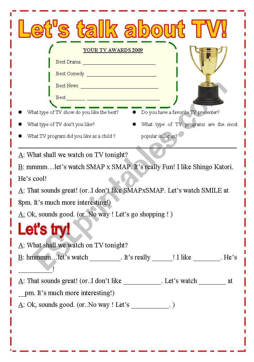 Let´s talk about TV - ESL worksheet by plucka