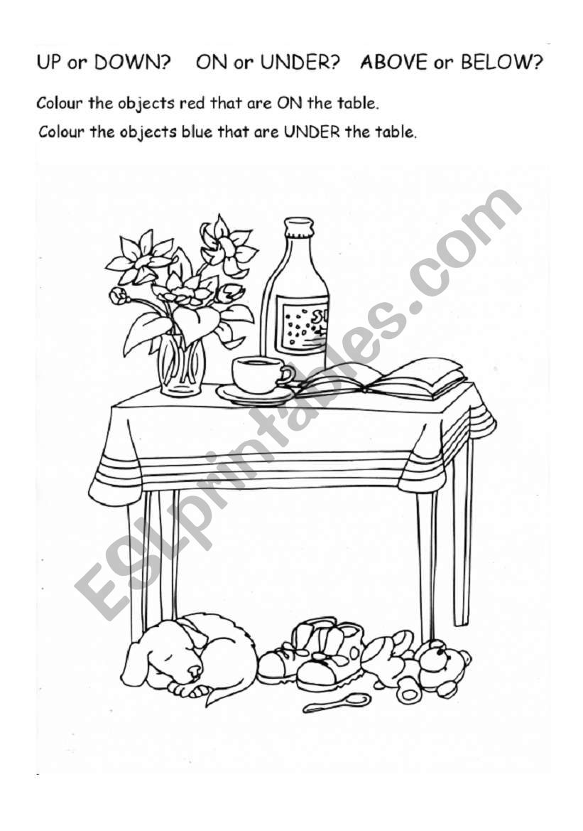 On or under? worksheet