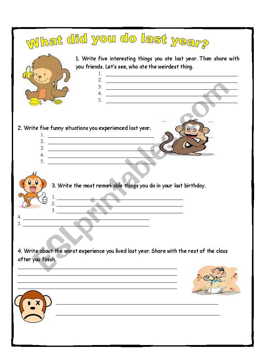 Past Tense Monkeys worksheet