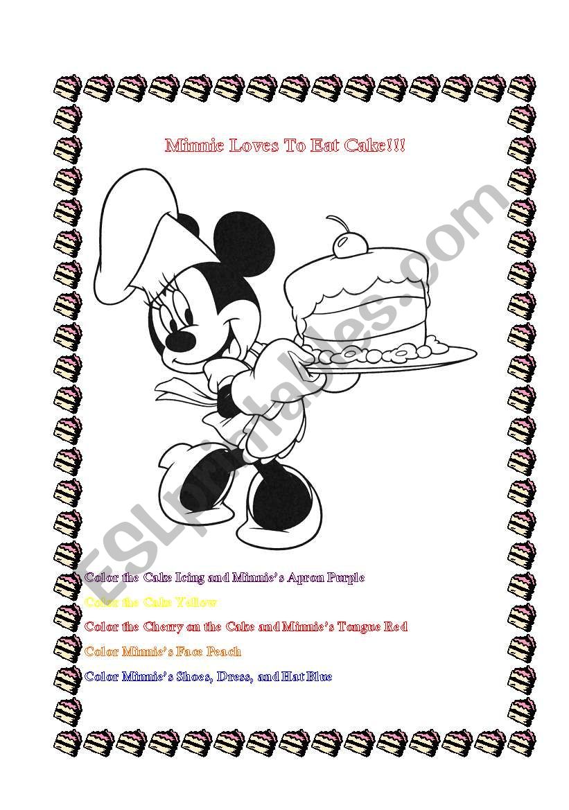 Minnie Loves To Eat Cake worksheet