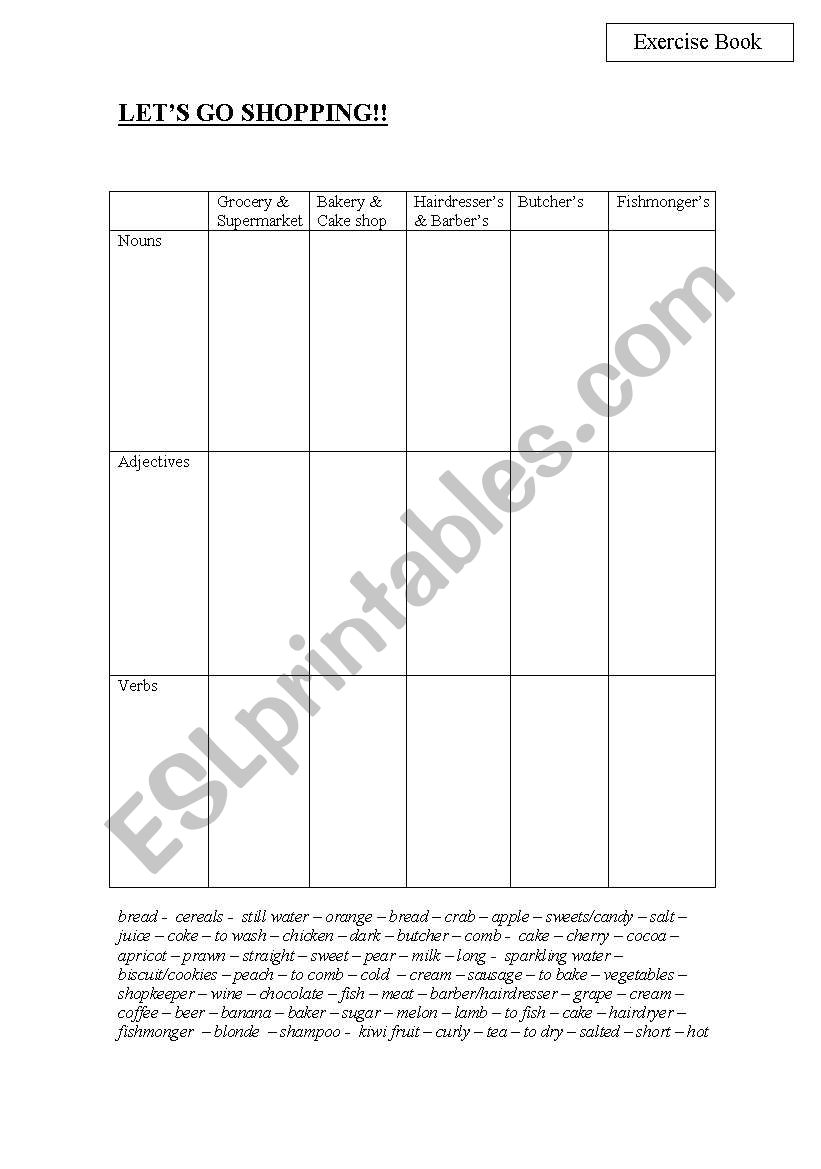 Lets go shopping! worksheet