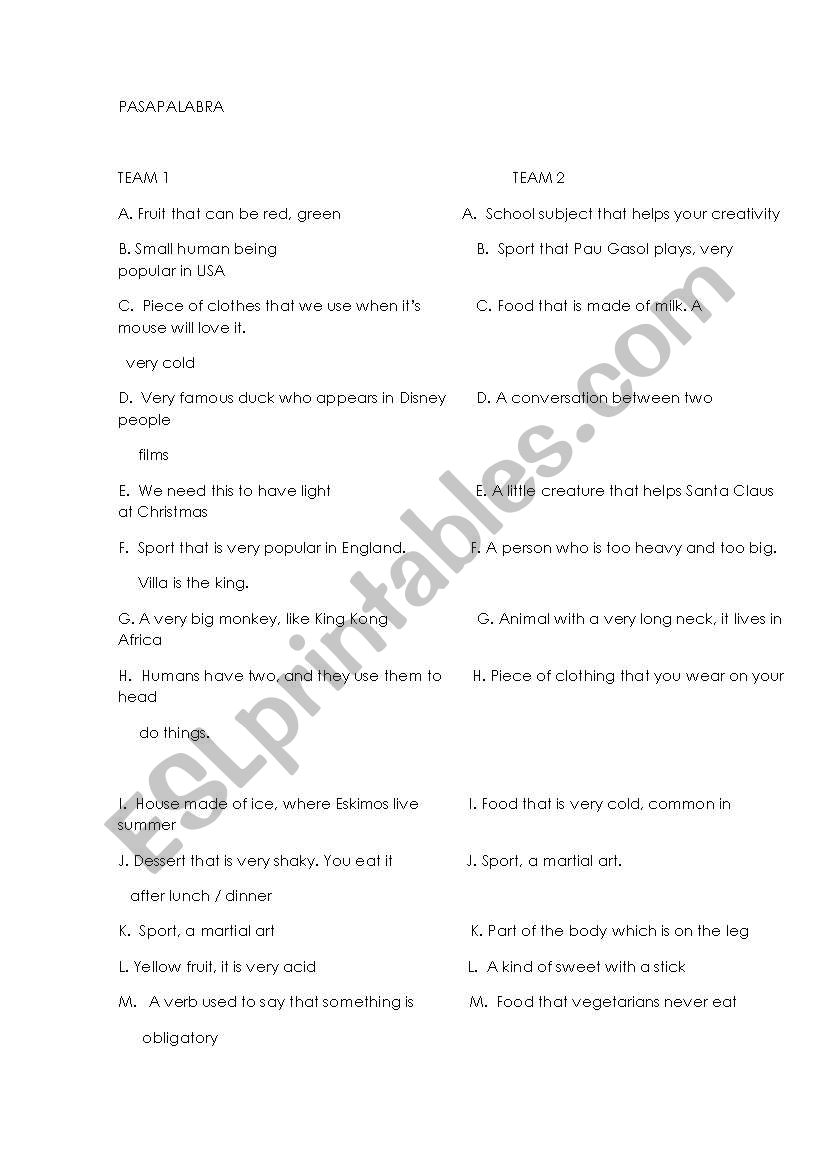 pasapalabra worksheet
