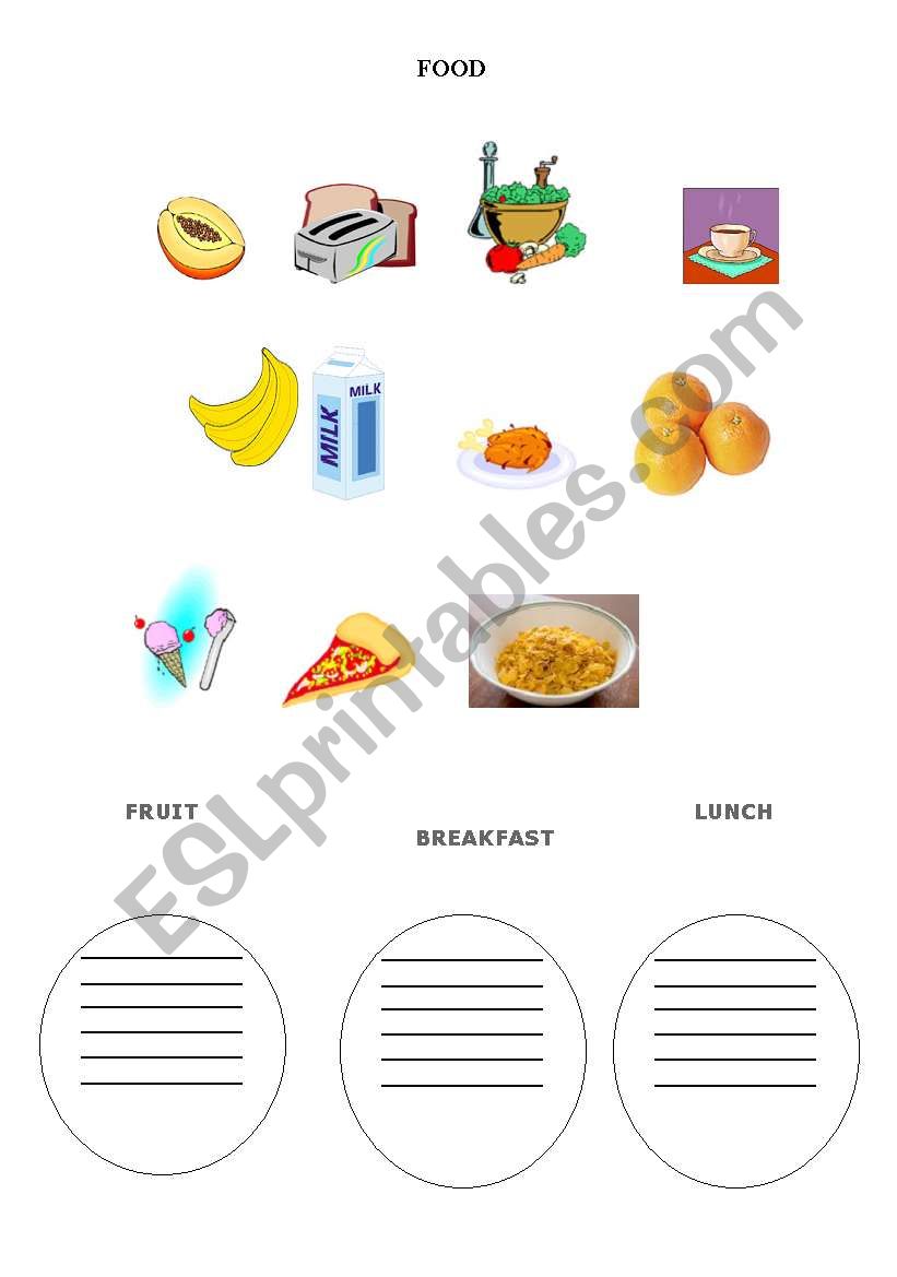 food worksheet