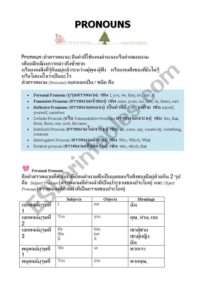 pronouns worksheet