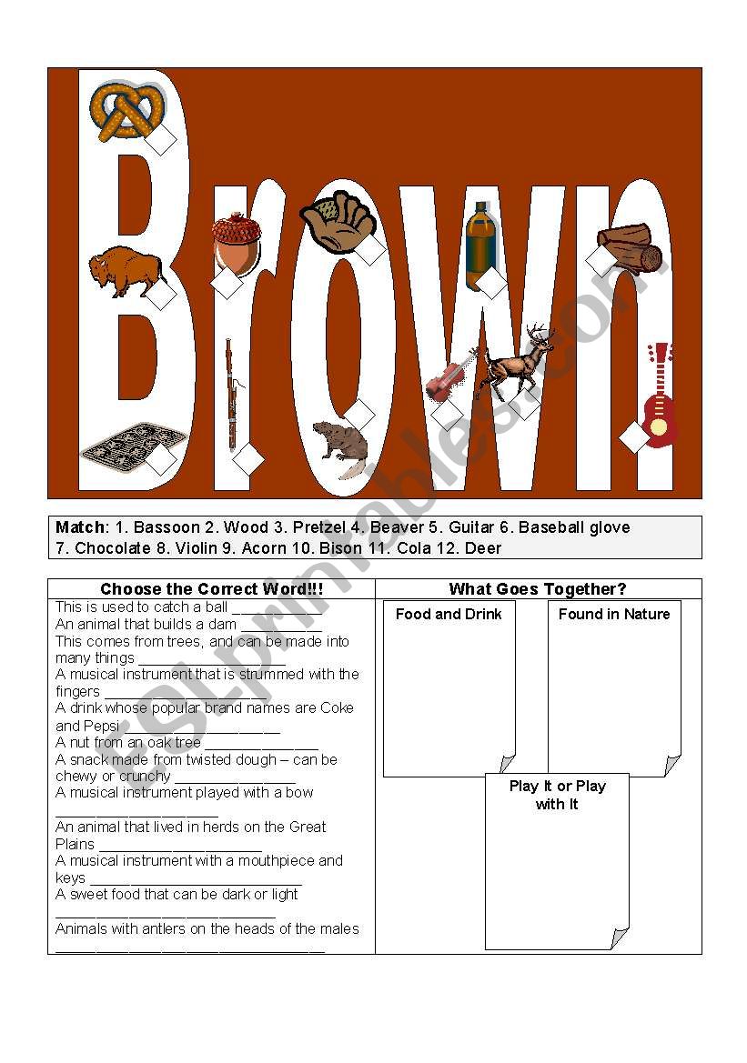 Brown Things worksheet