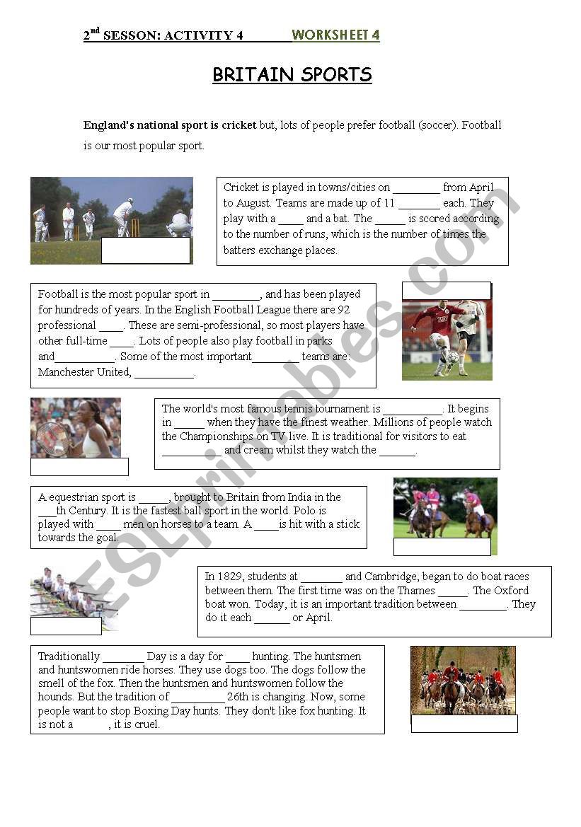 british sports worksheet