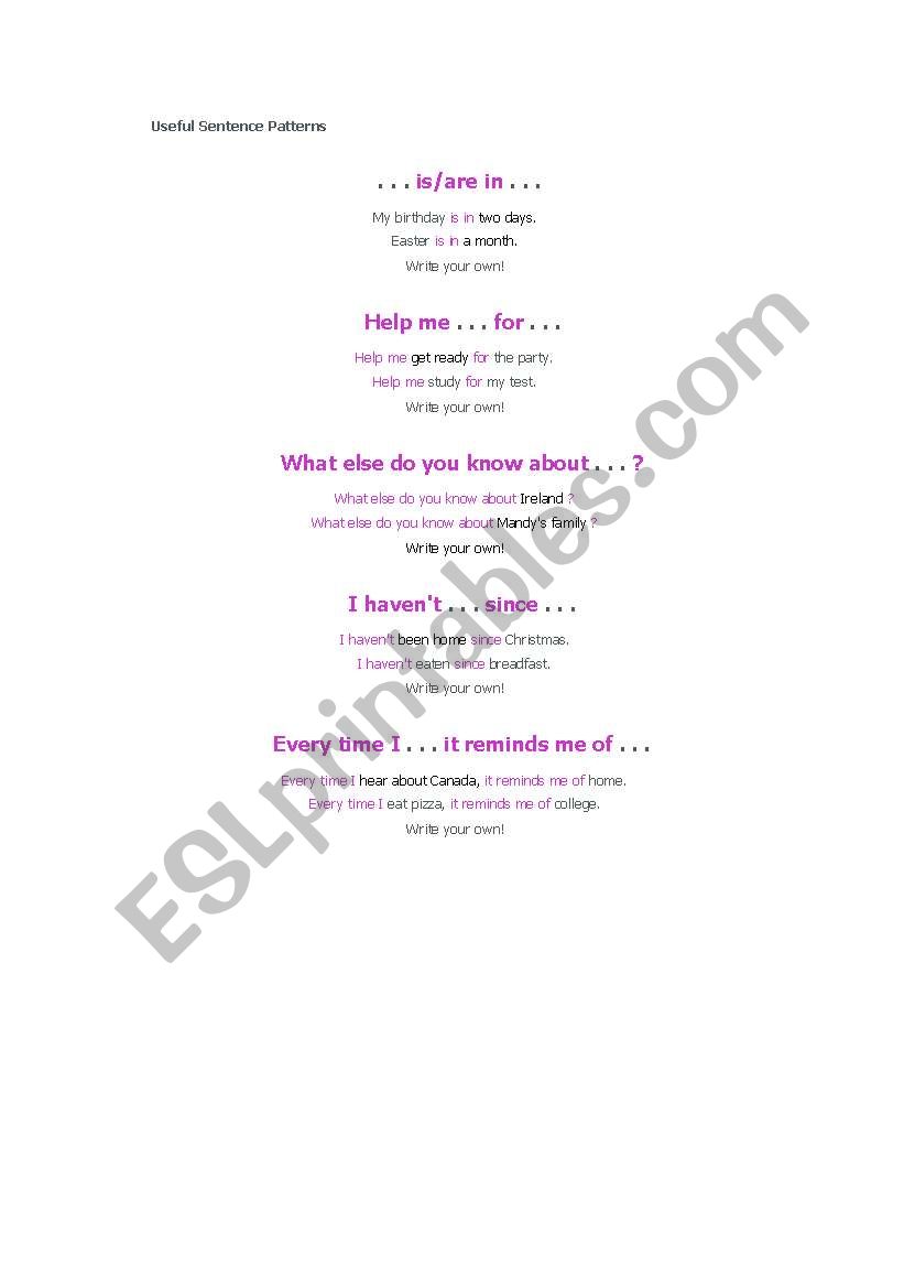 Useful Expression worksheet