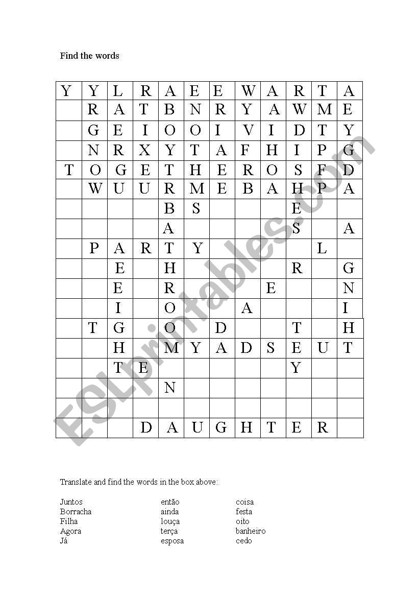 Crossword puzzle worksheet