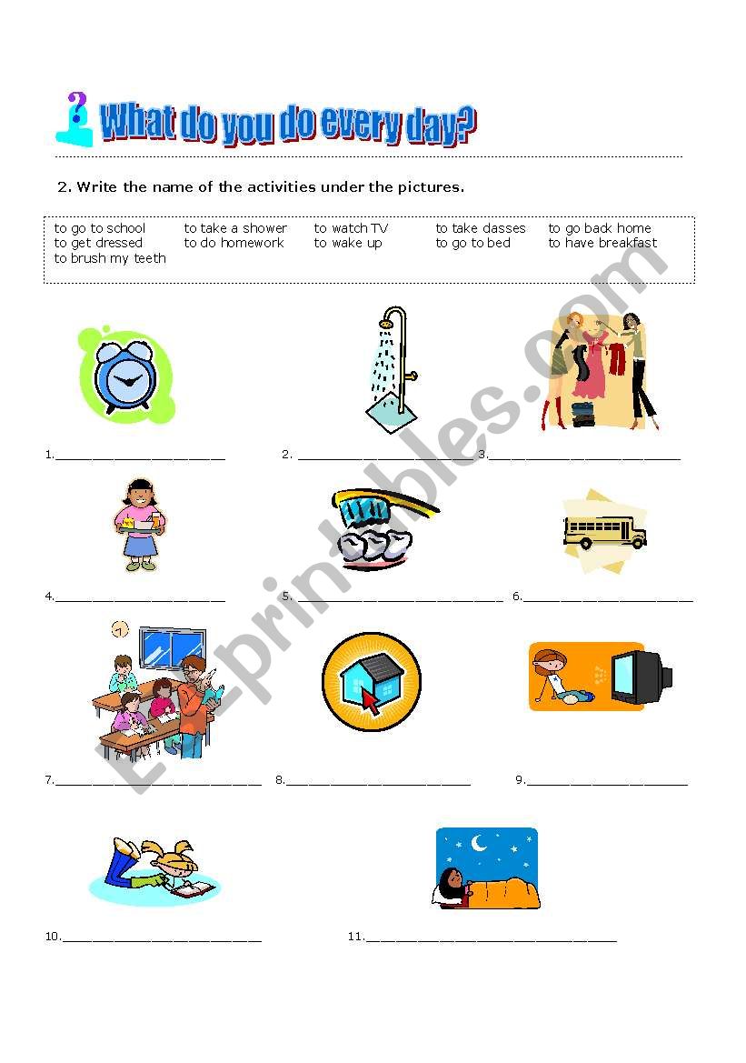 daily routines worksheet