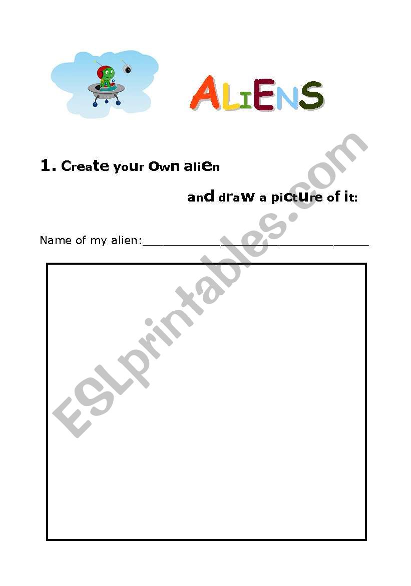 Drawing ALIENS worksheet