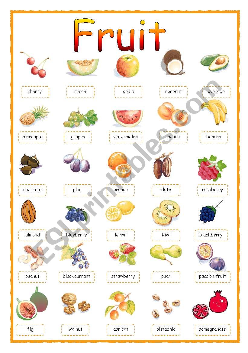 FRUIT - PICTIONARY worksheet
