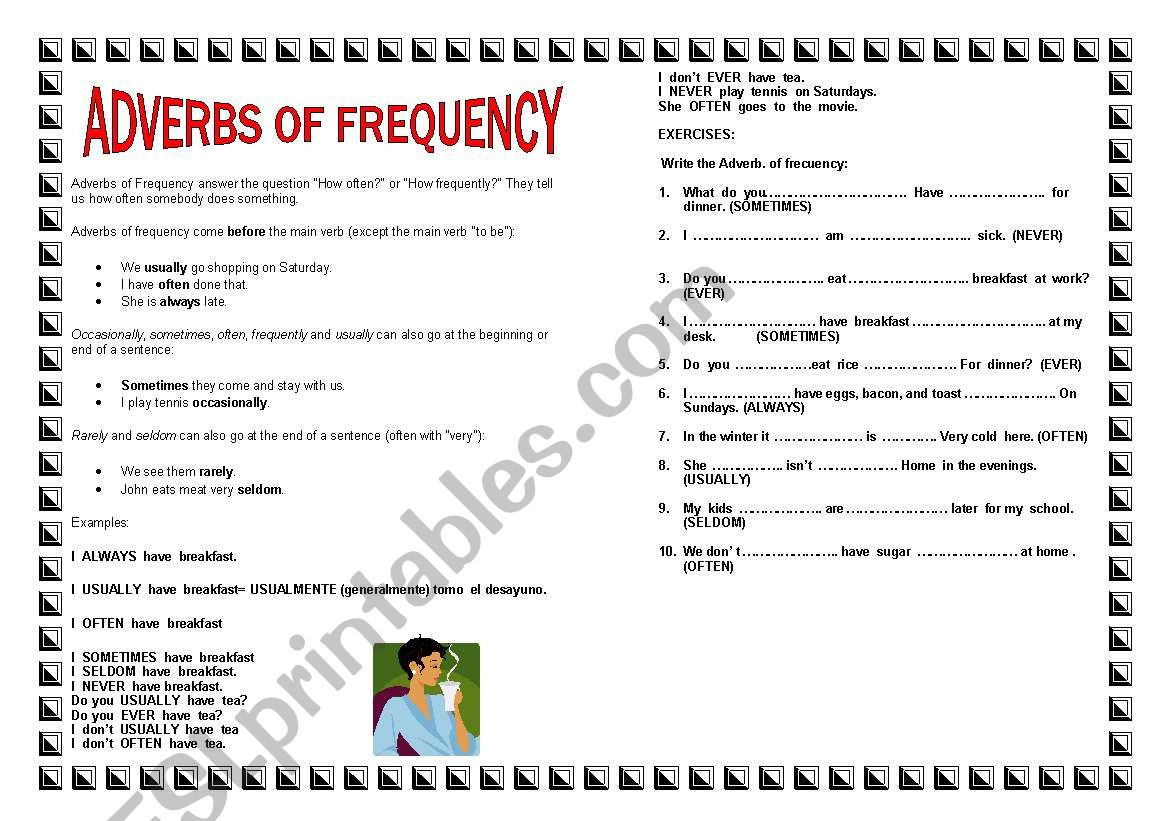 ADVERBS OF FREQUENCY worksheet