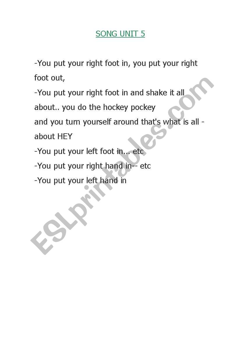 Song worksheet