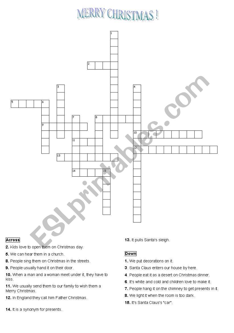 Xmas Cross words worksheet