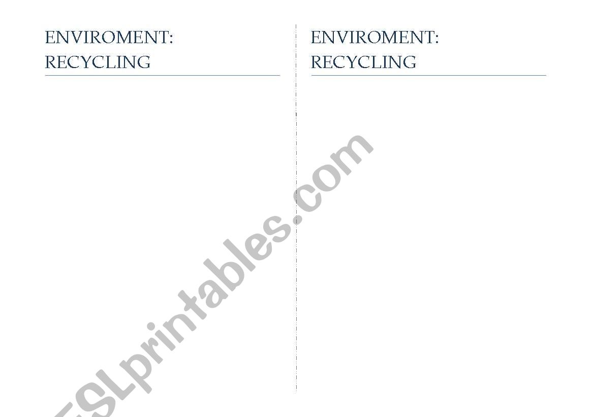 Enviroment: Recycling worksheet
