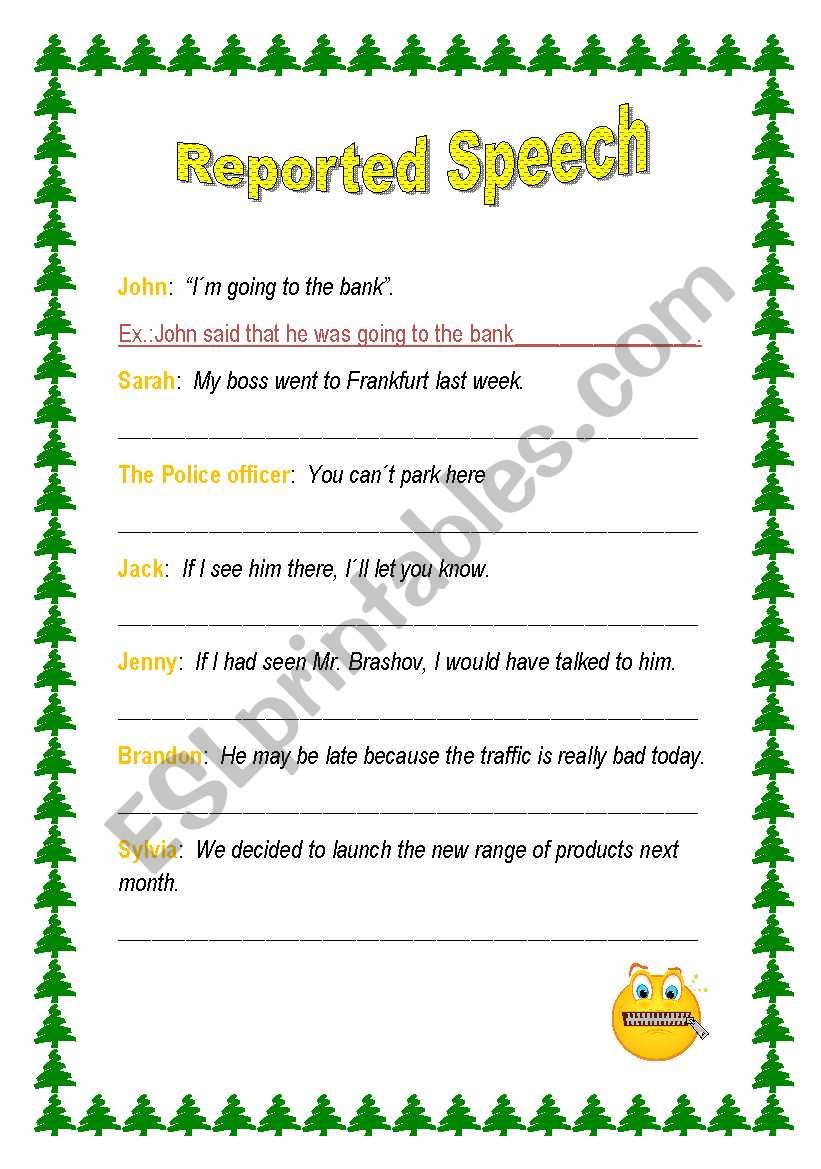 Reported Speech worksheet