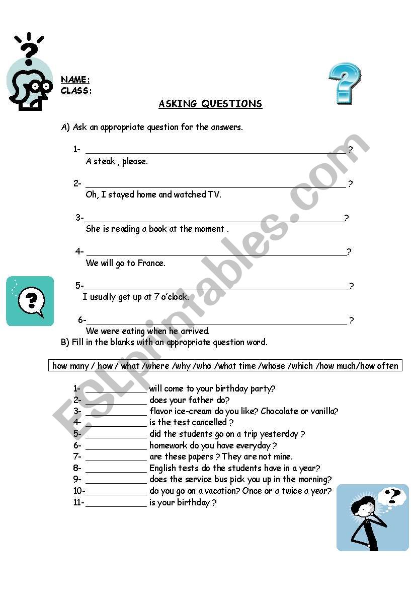 asking questions worksheet