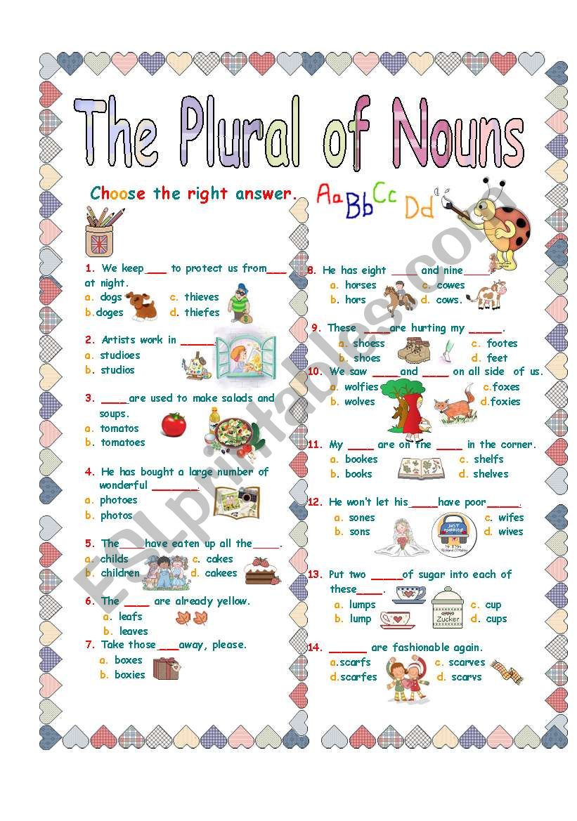 THE PLURAL OF NOUNS 4/4 worksheet