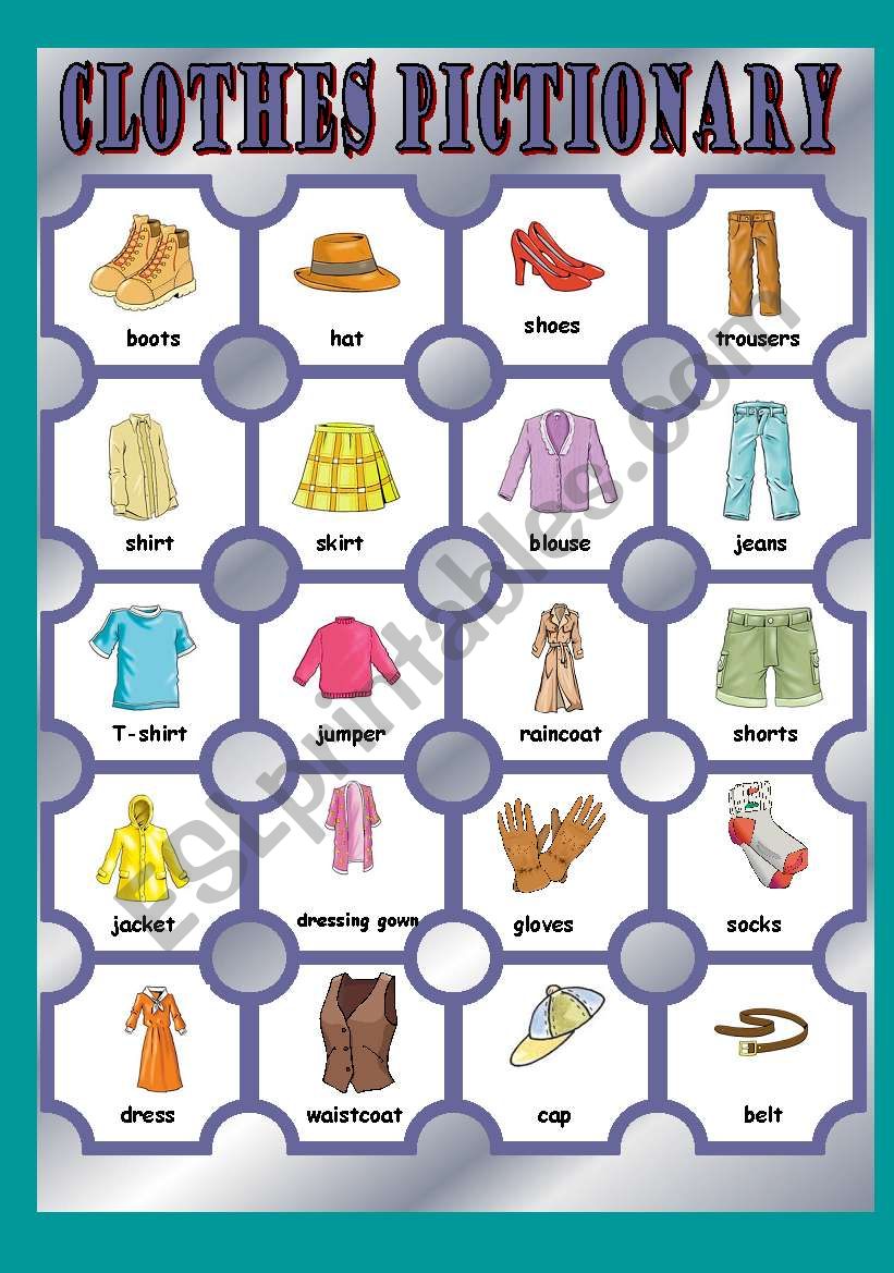 clothes pictionary worksheet