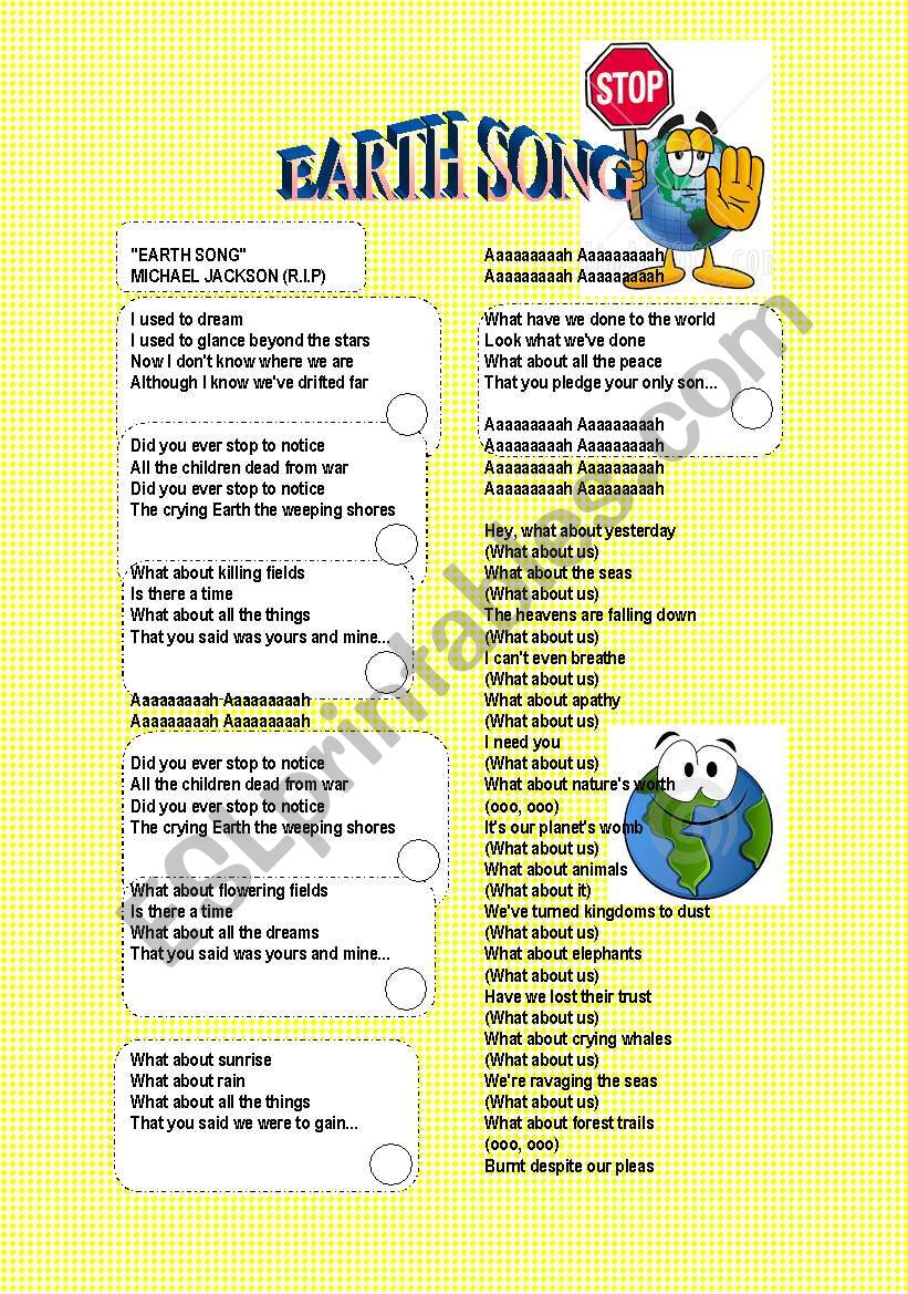 EARTH SONG worksheet