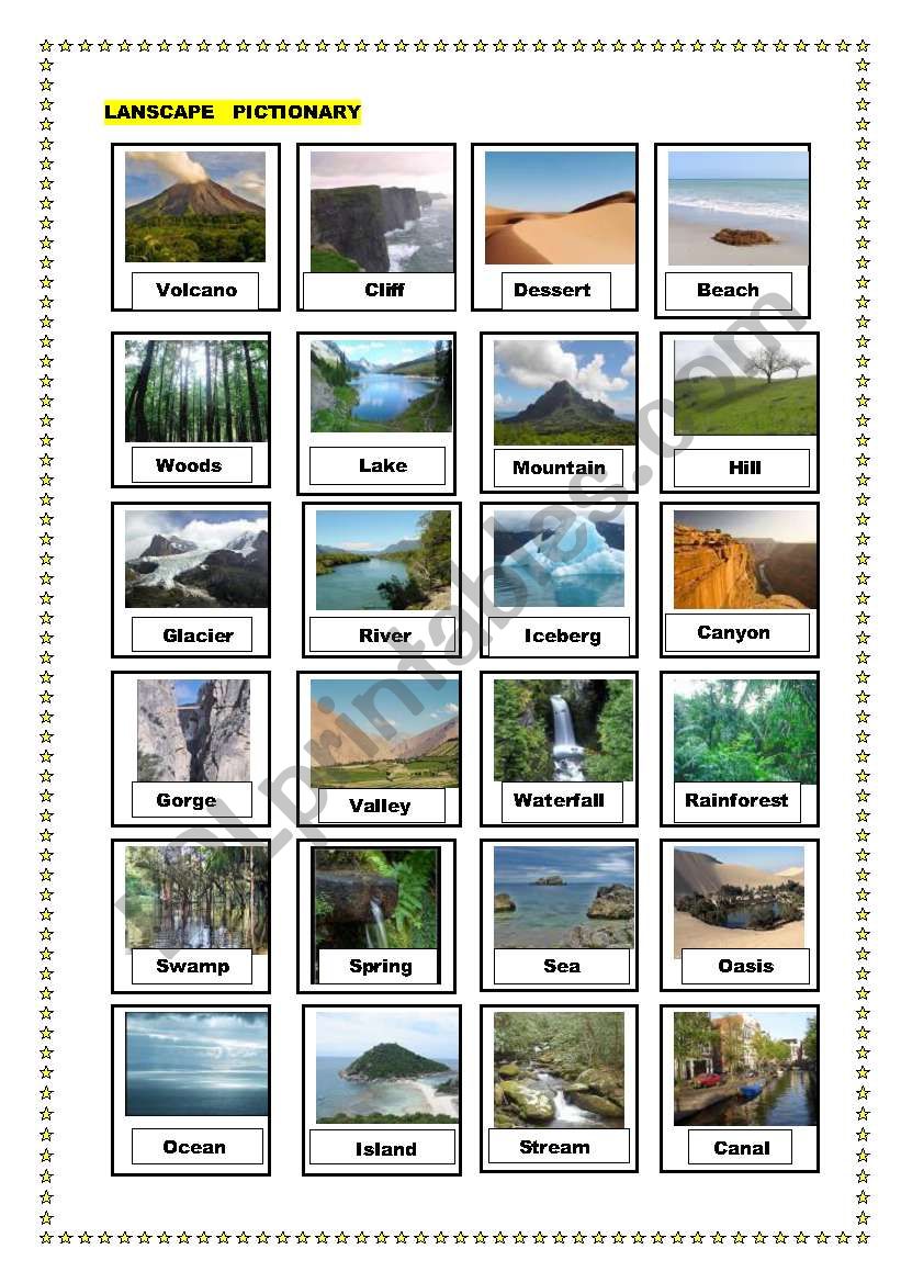 Landscape pictionary worksheet