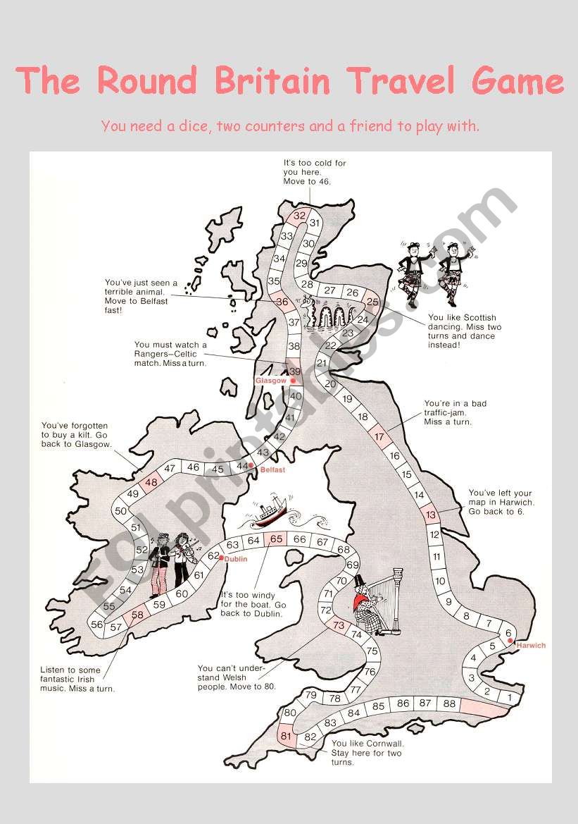 The Round Britain Travel Game worksheet