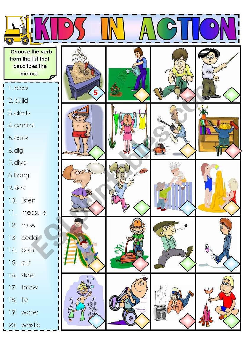 Kids in Action worksheet