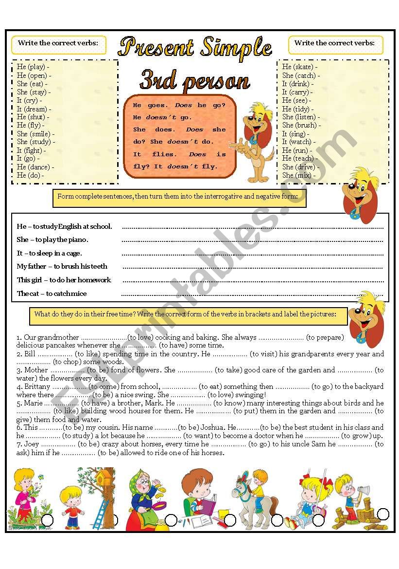 PRESENT SIMPLE 3rd PERSON worksheet