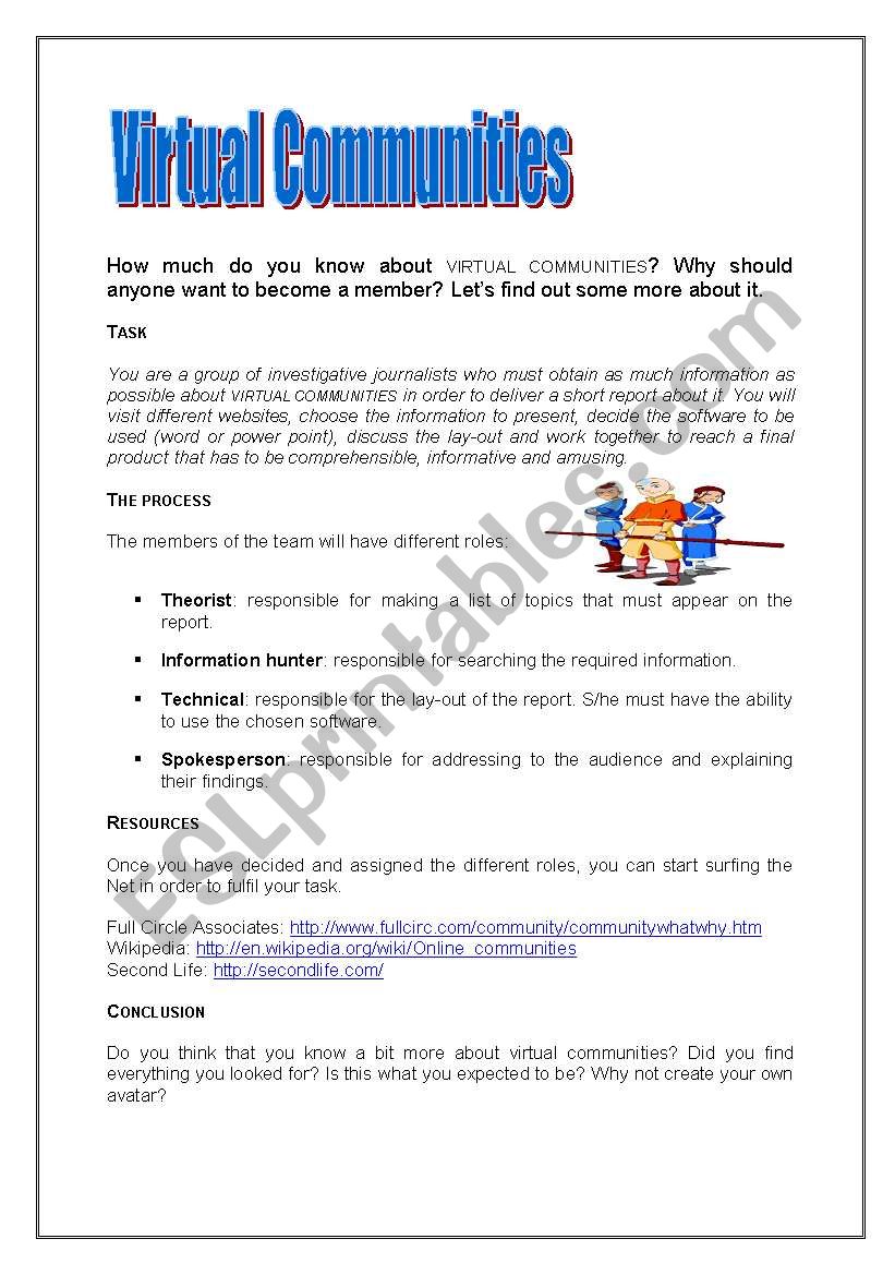 Virtual Communities worksheet