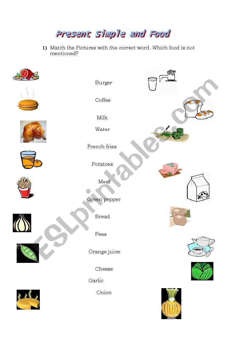 Present simple and Food worksheet