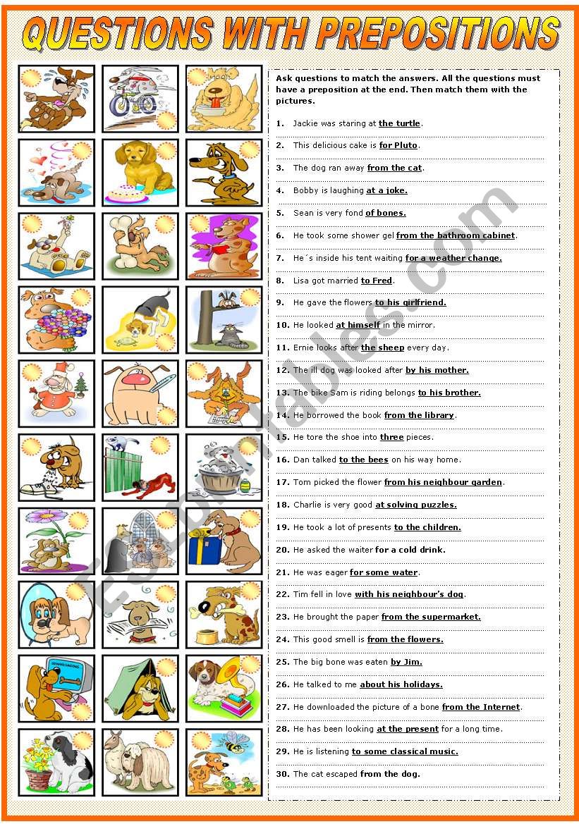 QUESTIONS WITH PREPOSITIONS worksheet