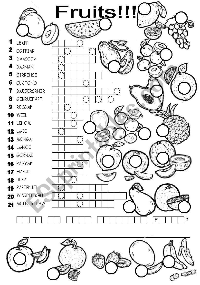 FRUITS PUZZLE worksheet