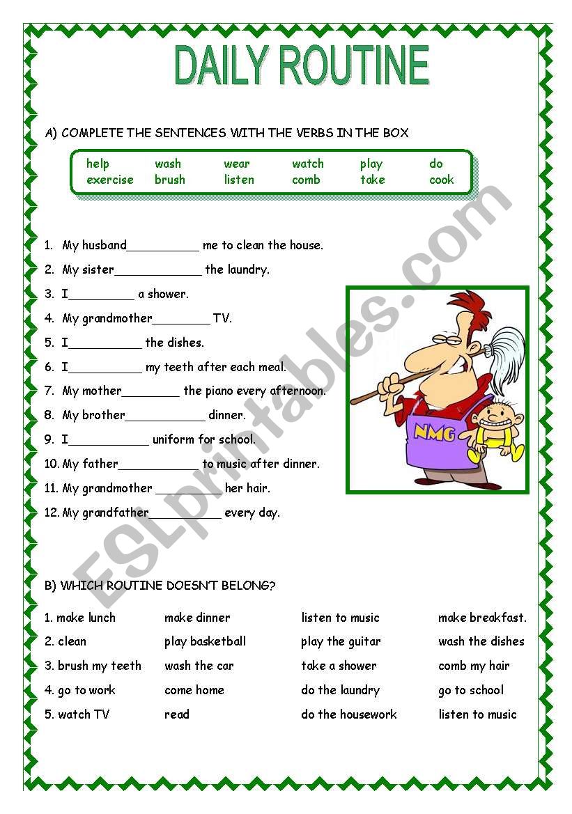 DAILY ROUTINE worksheet