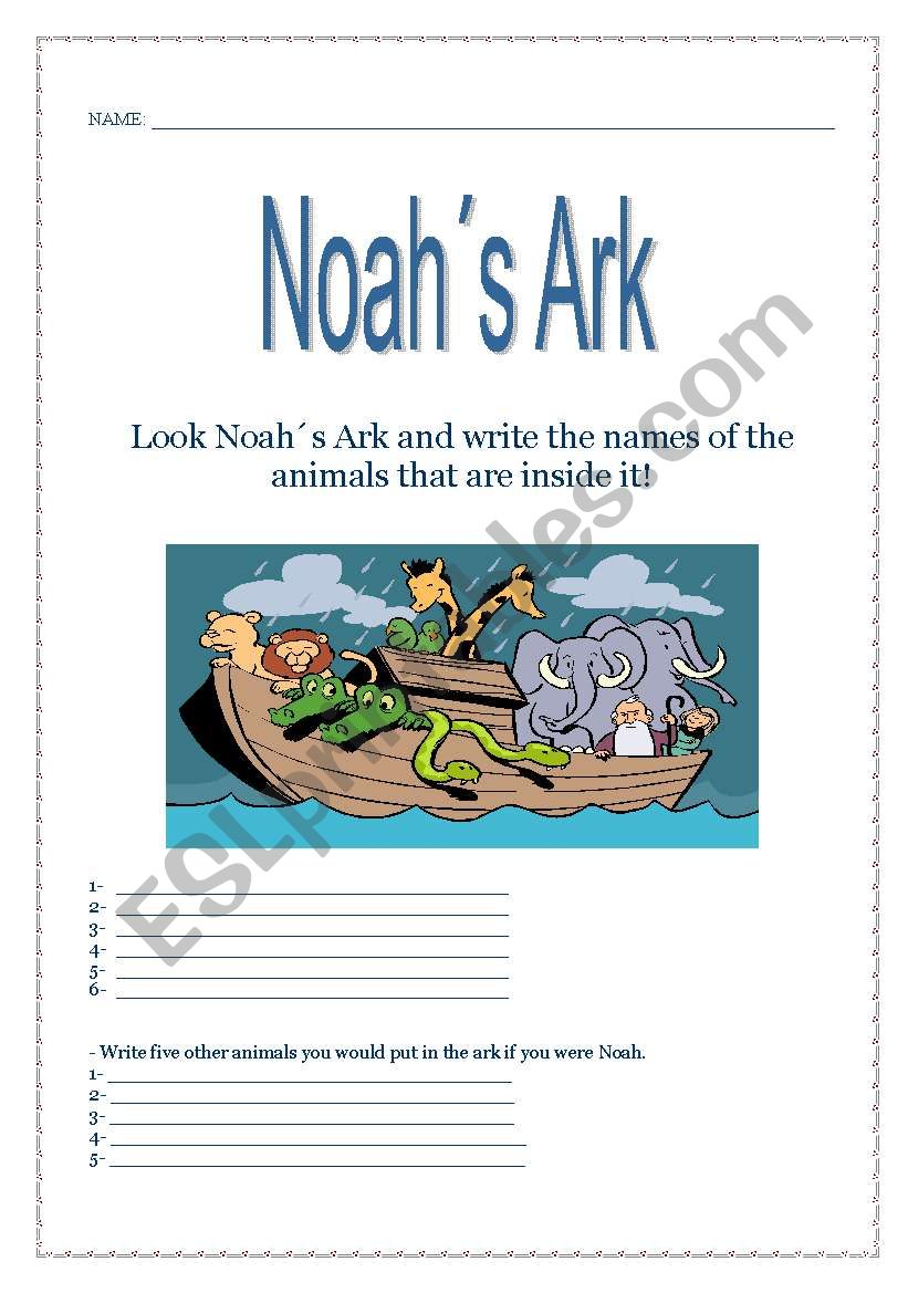 Noahs Ark worksheet