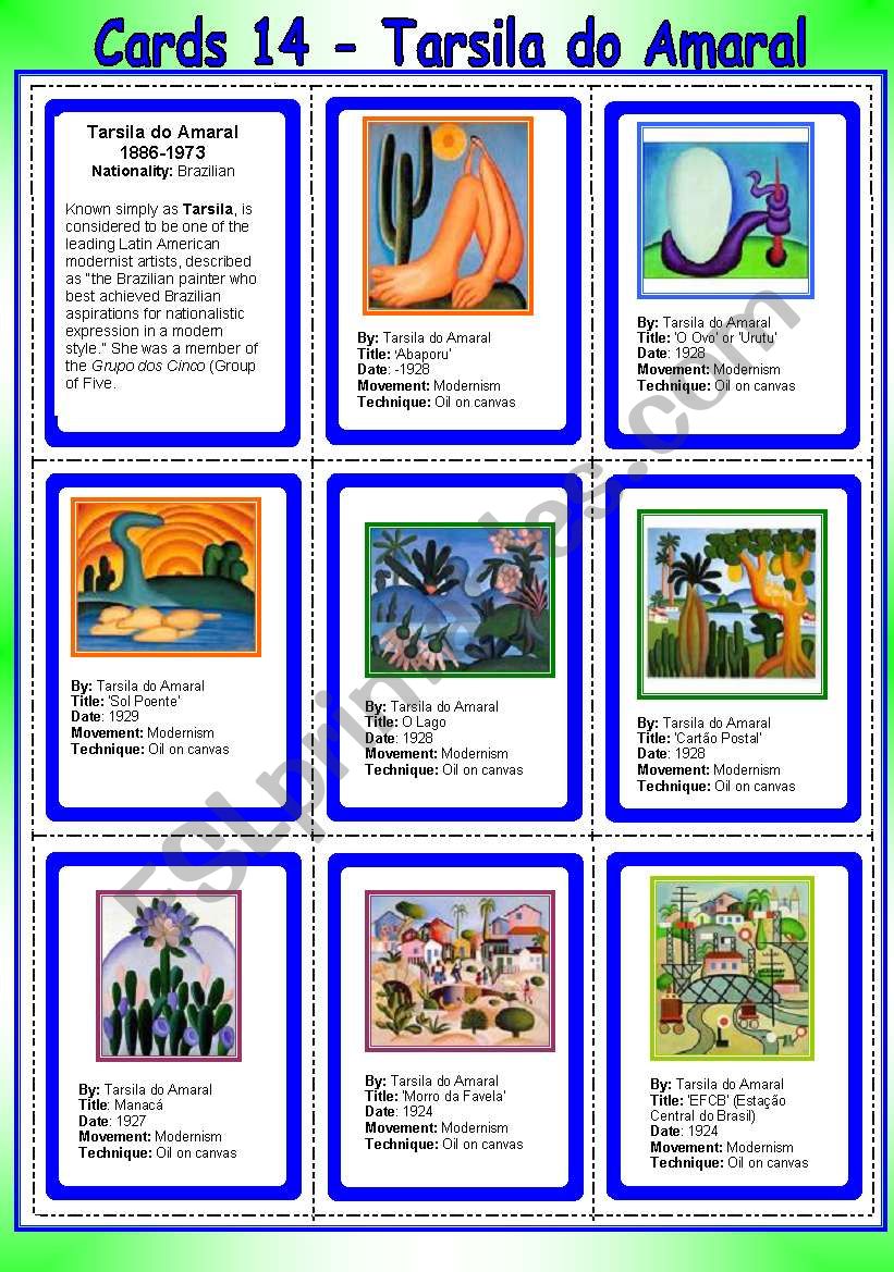 Cards 14 - Tarsila do Amaral worksheet