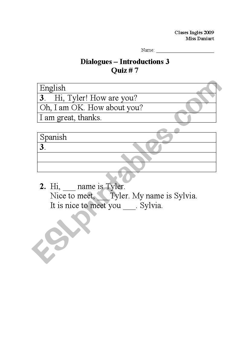 dialogue worksheet