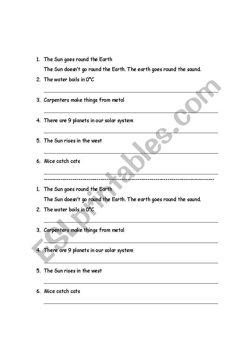 Present Simple (Negative) worksheet