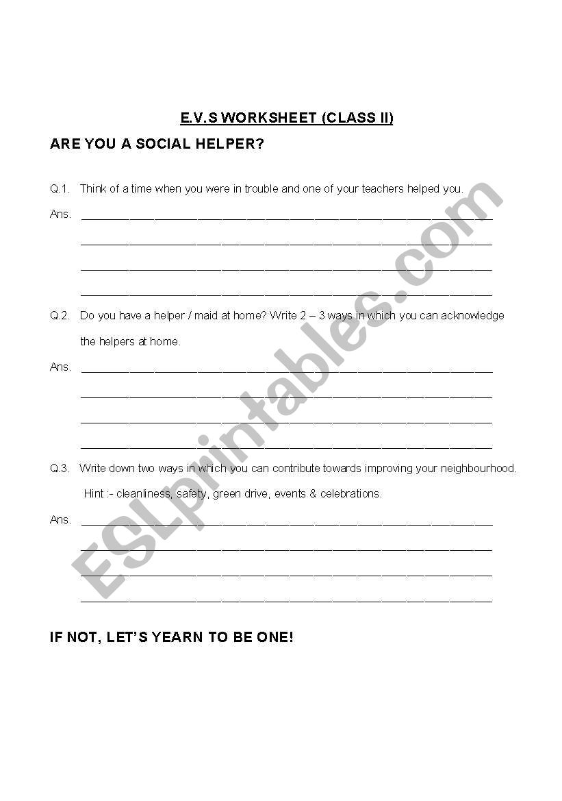 Social helpers worksheet