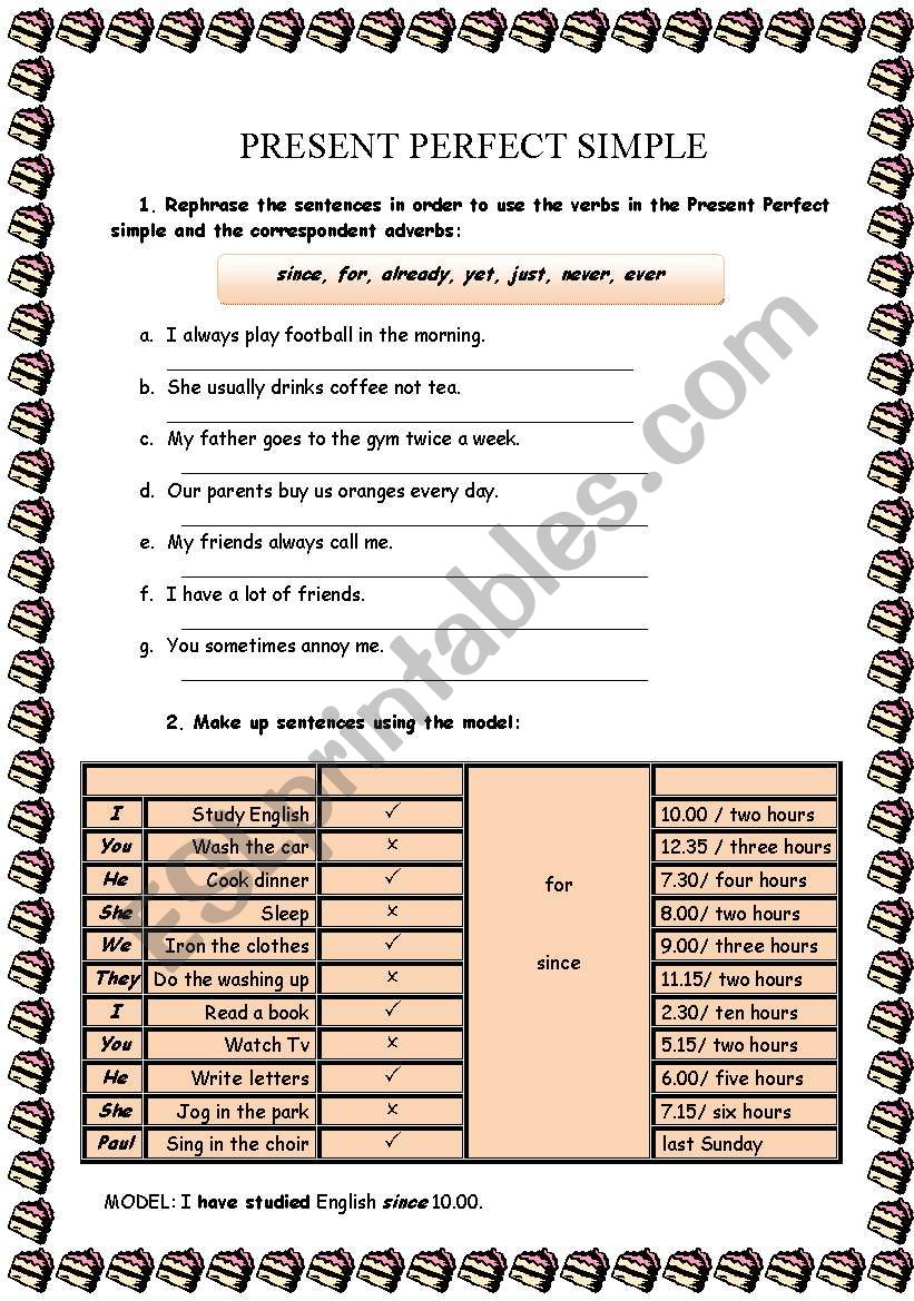 Present Perfect Simple worksheet