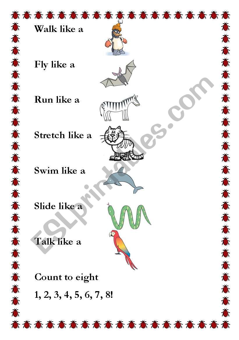 Animal Song worksheet