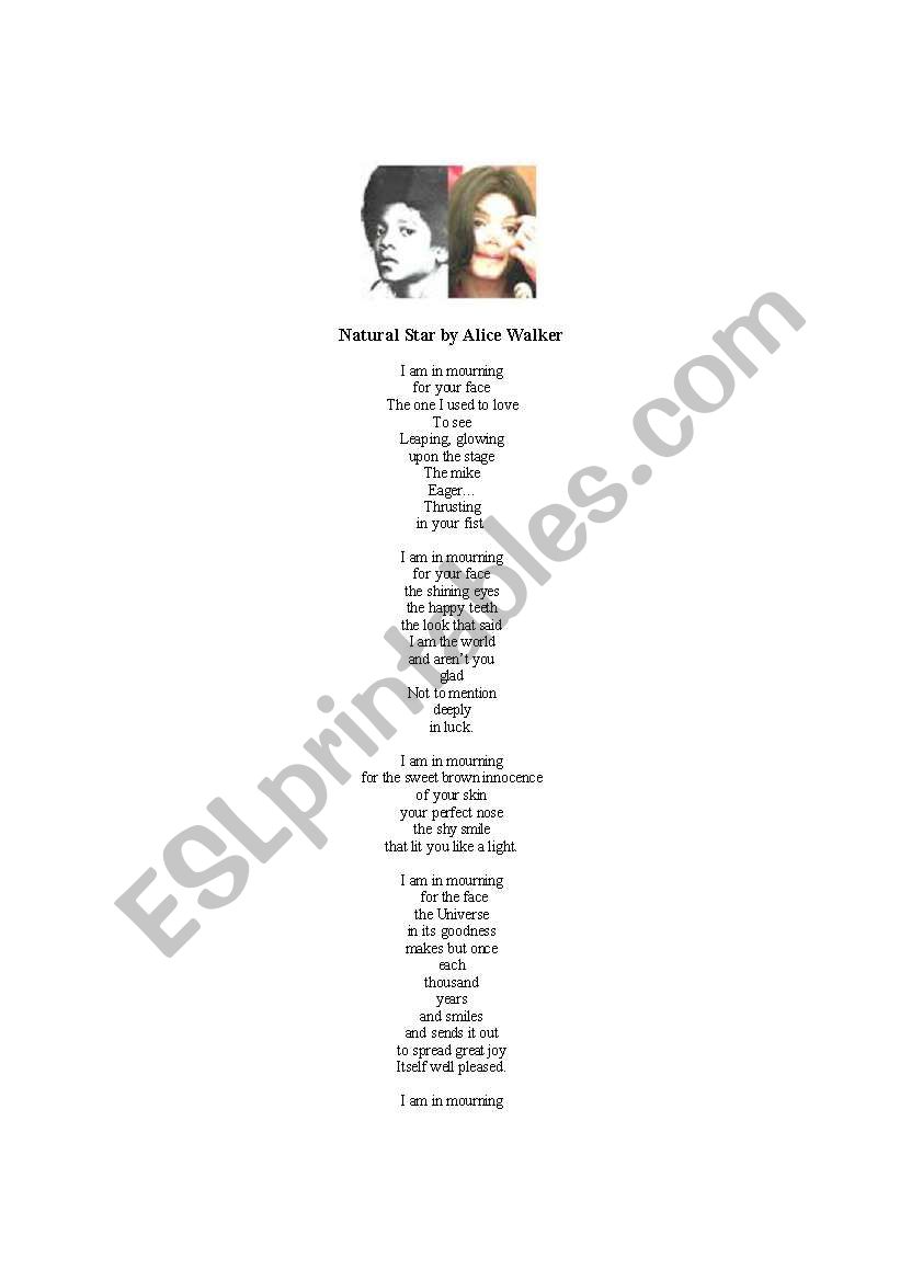 Natural Star poem about Michael Jackson by Alice Walker