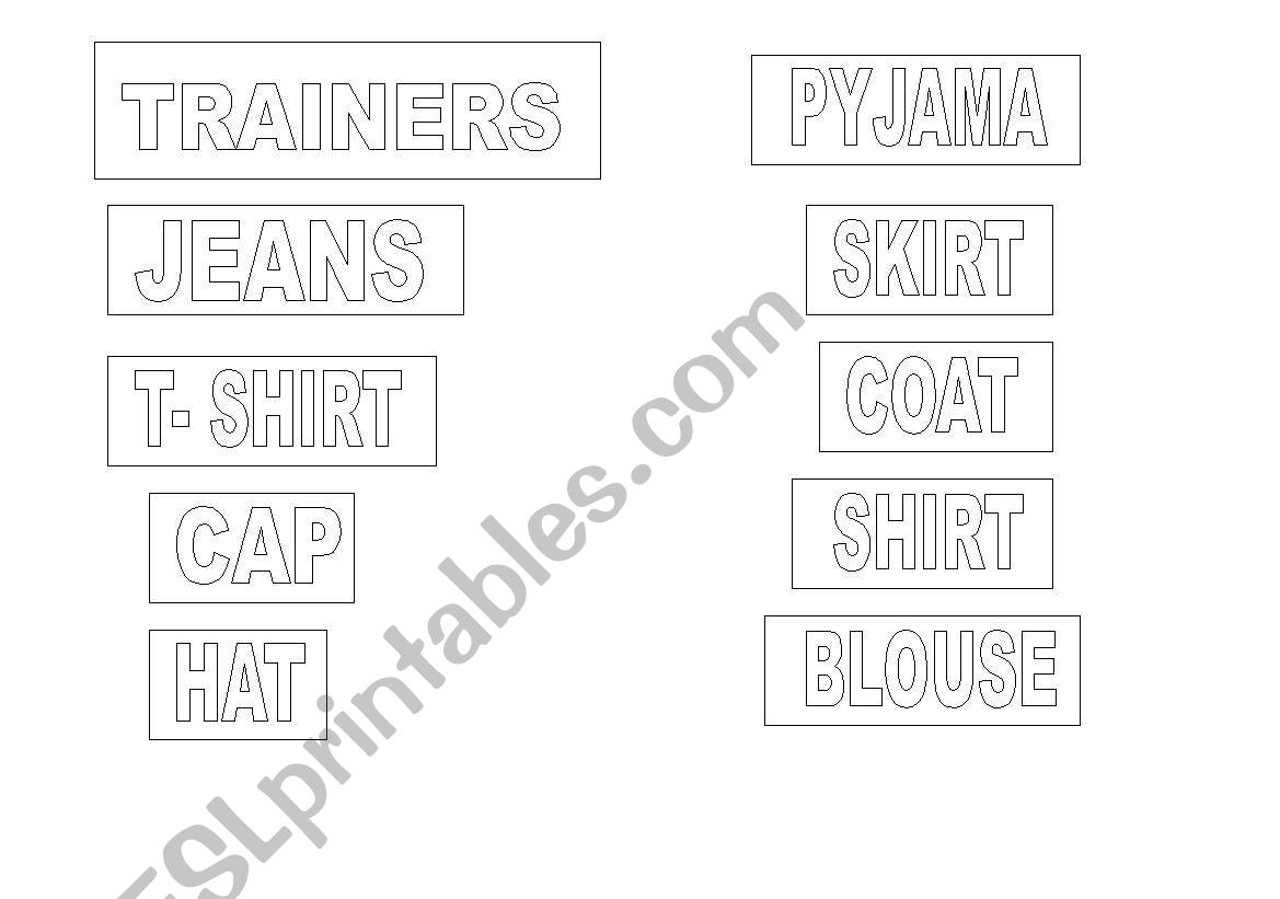 NAMES OF CLOTHES worksheet