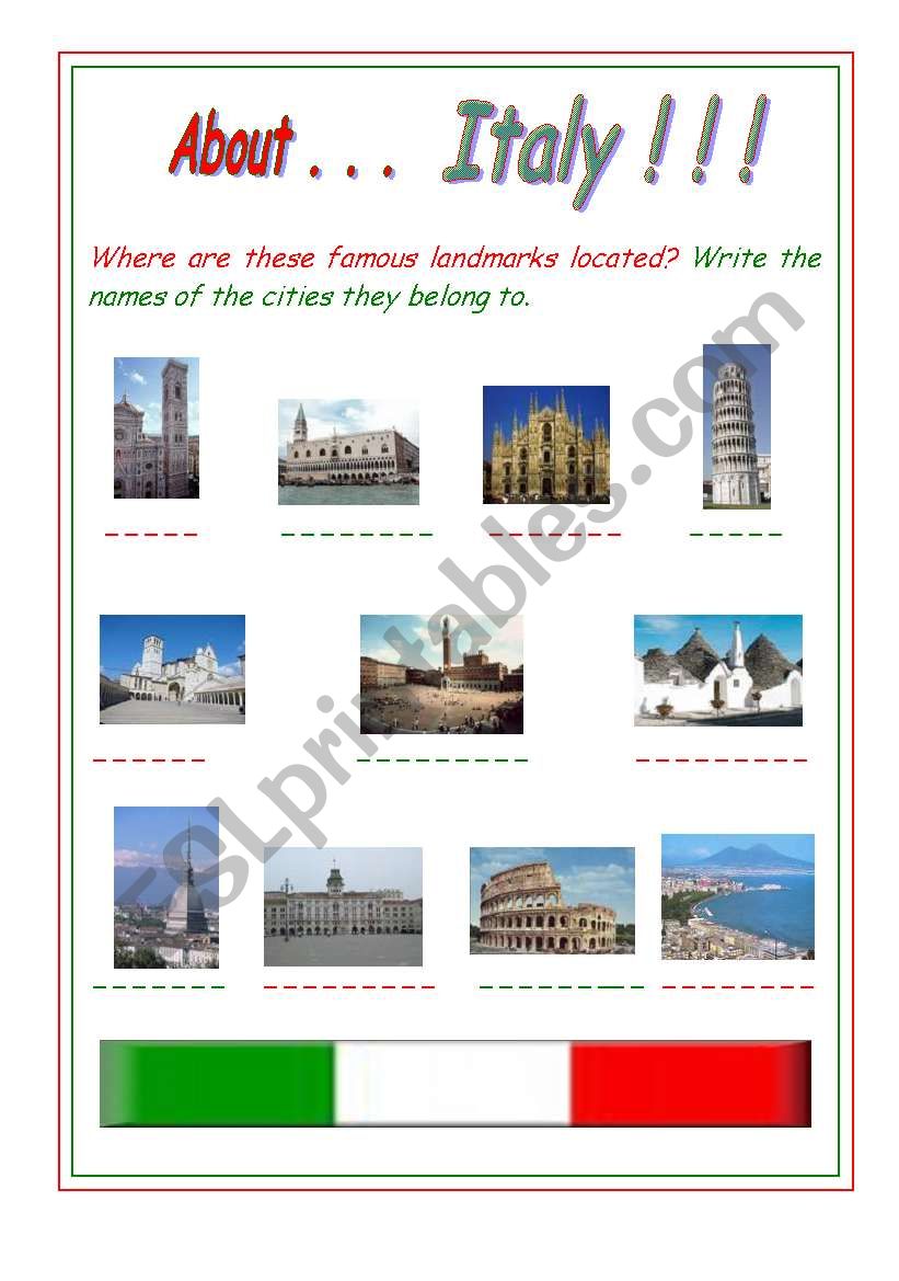 About Italy Esl Worksheet By Cbarghini